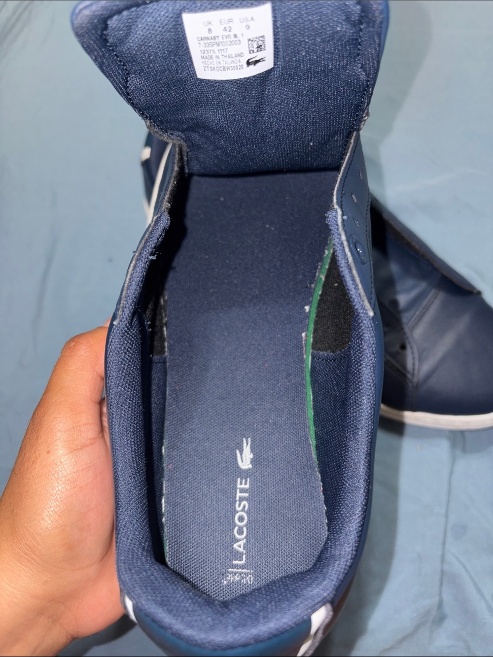 Lacoste Men's Navy Leather Sneakers with White Sole - Picture 9 of 12